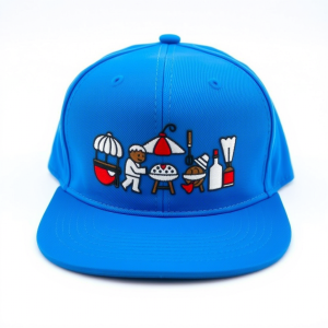 Trendy Blue Cotton Chef-Themed Snapback Cap